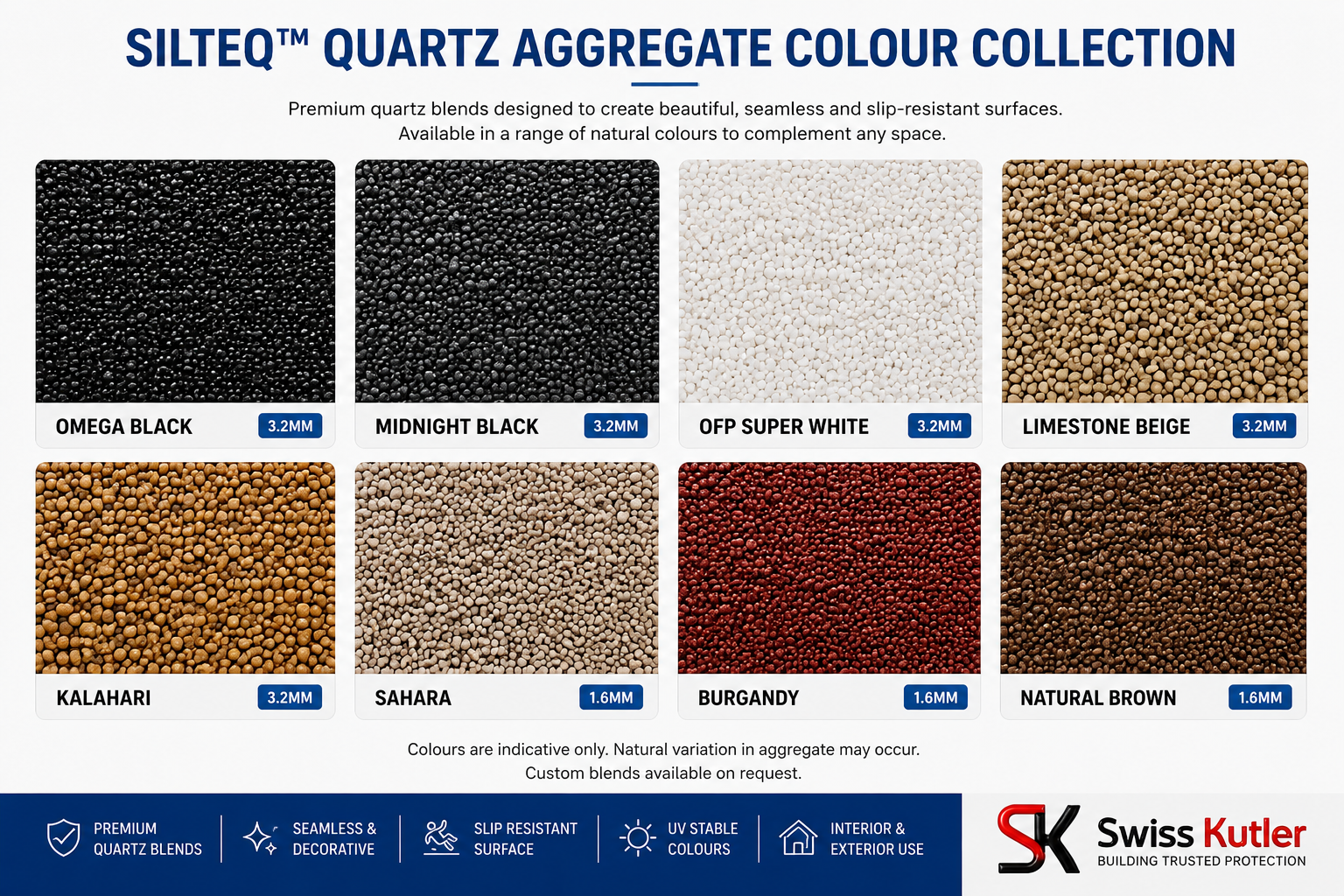 SilTeq Quartz Aggregate Colour Collection
